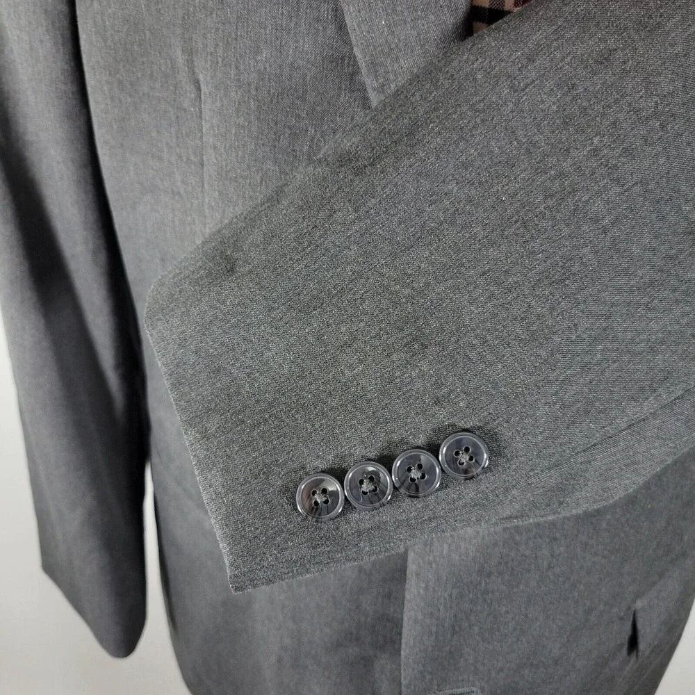 Van Heusen Men's Sport Coat Blazer Two Button‎ Gray Twill Polyester Blend 44L